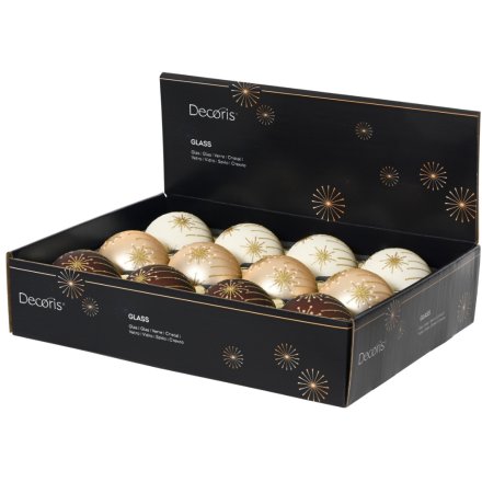 Delightful collection of baubles featuring sparkling fireworks patterns.