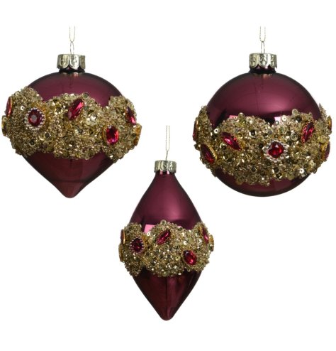 Sparkling bead ornament with glitter accents.