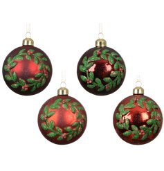 Sleek and glossy glass wreath ornament with a stylish shine.