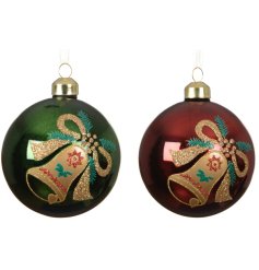 Bring holiday cheer with Baubles Glass Silver Inside featuring a charming bell detail.