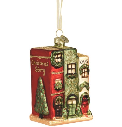 Enhance festive décor with this intricately crafted glass hanging ornament, adding a special storytelling touch.