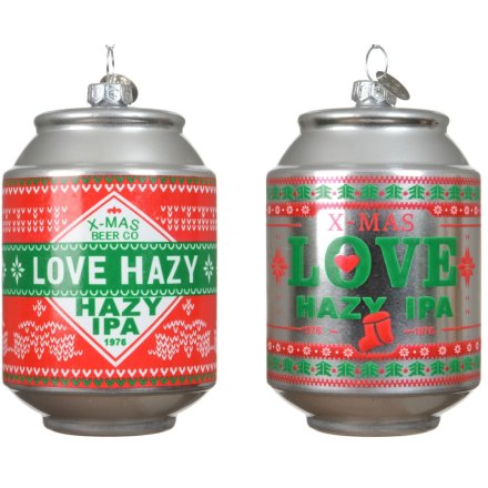 2/A Glass IPA Beer Can Bauble, 10.3cm 