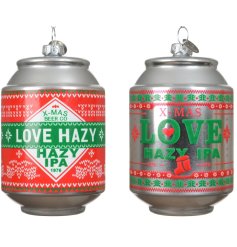 Toast the season with these holiday-themed IPA Beer Can Glass Ornaments.