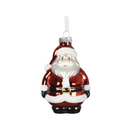 Give your Christmas tree a festive shine with this beautiful Red Santa Glass Bauble.