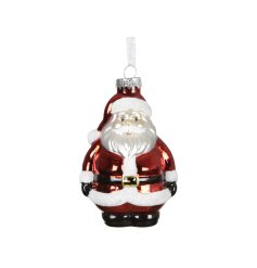 Give your Christmas tree a festive shine with this beautiful Red Santa Glass Bauble.