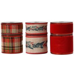 Give your gifts a festive flair with these colorful Christmas ribbons.