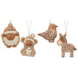 Add a sweet and playful touch to festive collections with this delightful set of gingerbread-style hanging decorations