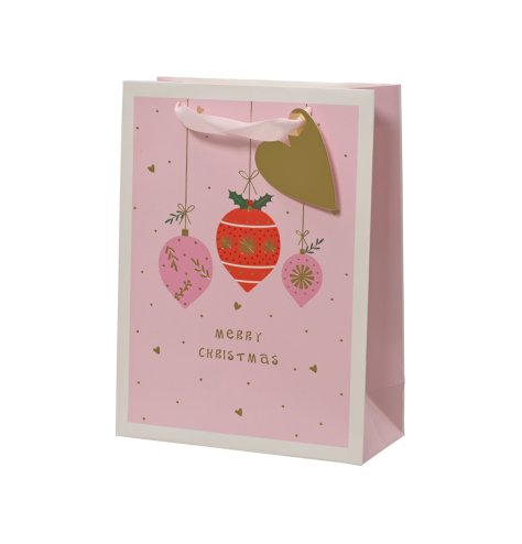 Delightful pink gift bag with a charming design.