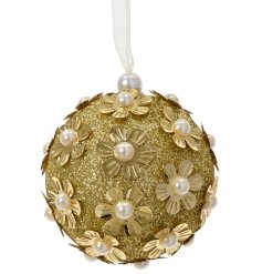 Enhance your festive decor with this sparkling pearl foam bauble for a touch of elegance.