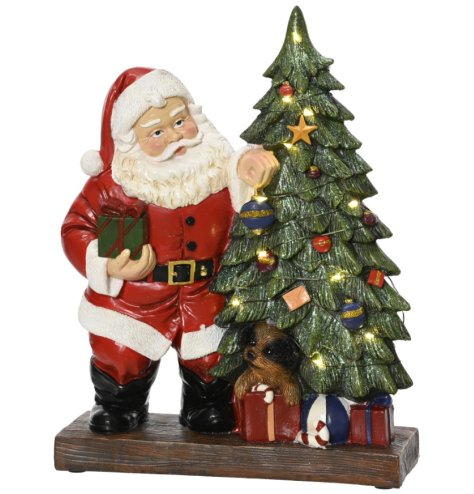 Add holiday joy inside with the Micro LED Santa Polyresin decoration.