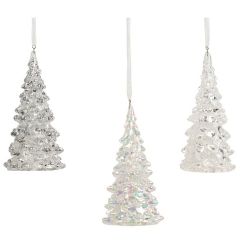 Bring holiday cheer with this trio of clear hanging trees for festive home decor.