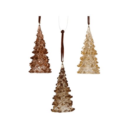 3/A Hanging Glitter Tree Bauble, 12cm 