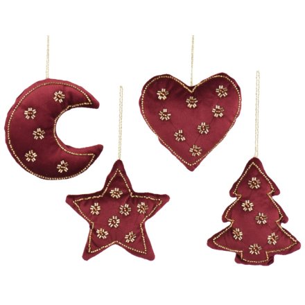 Velvet Beaded Hanging Ornaments, 4a