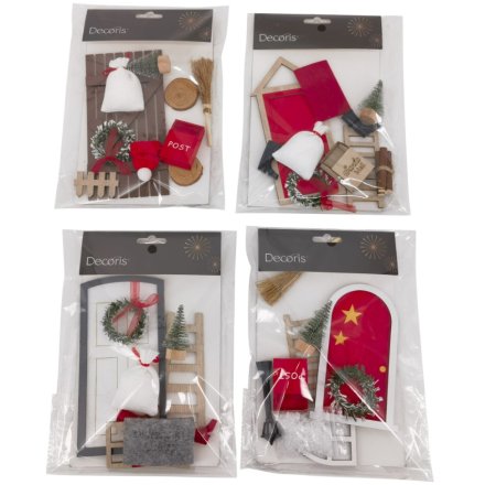 a charming assorted of 4 elf decoration kits