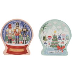 Bring charm to seasonal collections with this fun and unique set of snow globe-shaped tins.