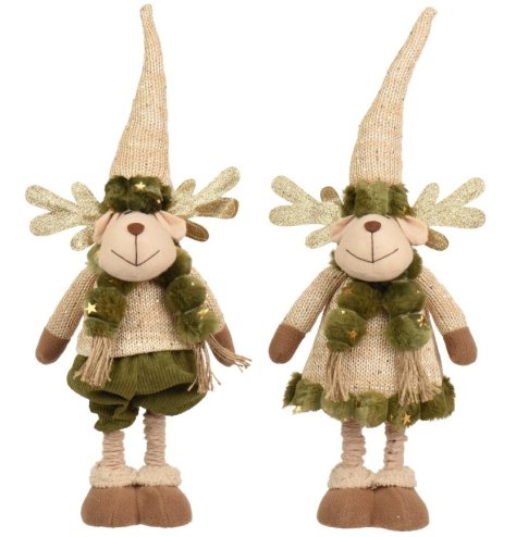 Enhance festive displays with this set of 2 reindeer decorations, adding height, texture, and charm.