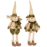 A charming pair of festive deer decorations designed with long dangling legs,