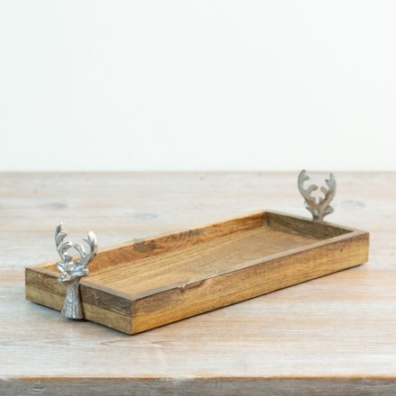 a stylish wooden serving tray with handles 
