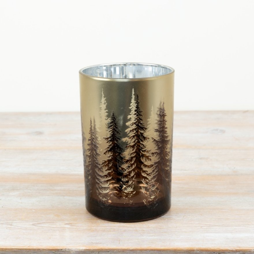 Glass Gold Tree Candle Holder, 18cm 