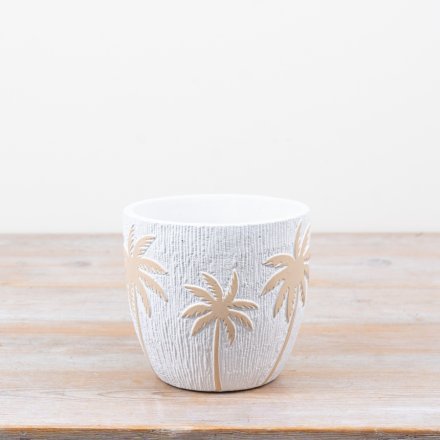 Chic planter featuring a sleek palm tree design.