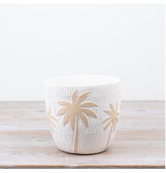 Bring tropical vibes to any room with this sturdy cement Palm Tree Planter.