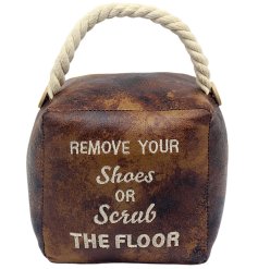 Keep your floors clean and doors secure with the soft brown fabric doorstop