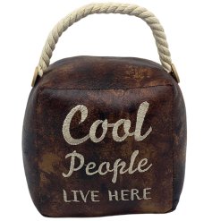 Keep your doors stylishly secure with the Cool People Live Here Doorstop