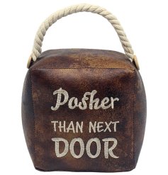 a fun square fabric doorstop with handle 