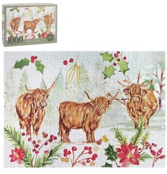 Explore the beauty of the Scottish Highlands with our 1000-piece Highland Cow puzzle.