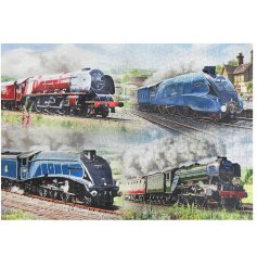 Experience the magic of train travel with the 1000-piece Trains Jigsaw Puzzle!