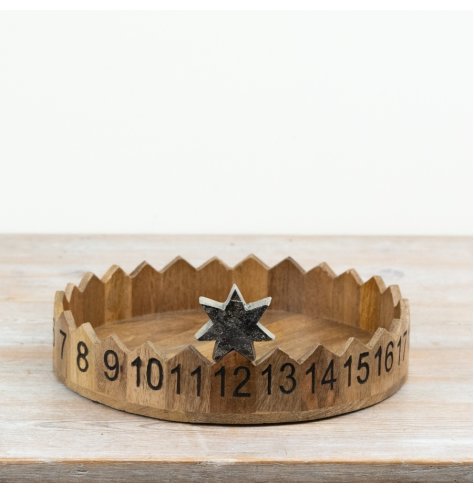 Create a beautiful festive countdown with this rustic wooden advent tray. 