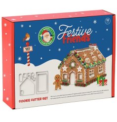Create festive holiday magic with the Festive Friends Christmas Gingerbread House Cookie Cutter 10 Piece Set