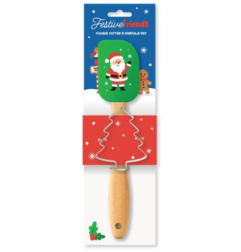 Add joy to your kitchen this holiday with the Festive Friends Christmas Spatula & Cookie Cutter Set!