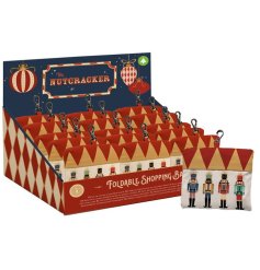 Carry holiday cheer with the charming Foldable Reusable Shopping Bag Christmas Nutcracker