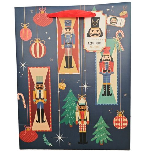 Ring in the season with our festive large Christmas Nutcracker gift bag!