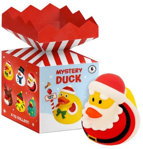 Bring holiday joy to bath time with the Mystery Festive Friends Christmas Duck Blind Box!