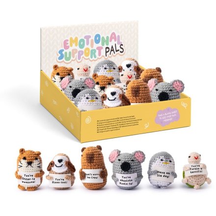 Crochet-style plush animal characters supplied in assorted designs