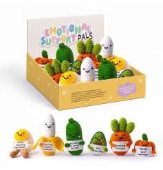 Crochet-style plush characters supplied in assorted fruit and vegetable designs