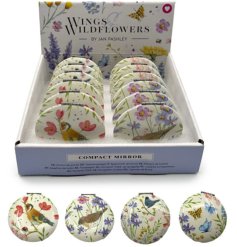 Delightful compact mirror from the Wings and Wildflowers series.