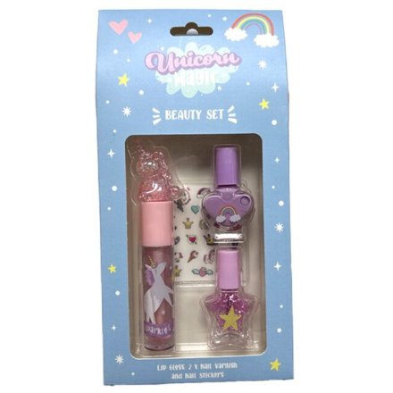 Unicorn Magic Kids Lip Gloss & Nail Cosmetic Beauty Set