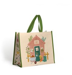 A practical reusable shopping bag featuring a charming In the Garden design inspired by colourful flowers