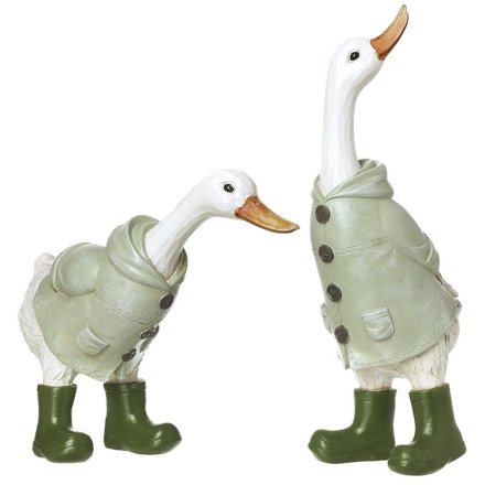 2/a Resin Duck in Coat Ornament, 28.5cm 