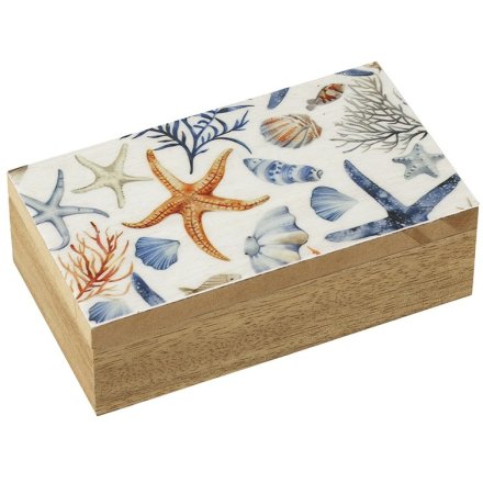 Large Starfish Print Trinket Box, 16cm 
