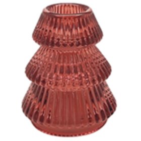 Enhance your space with this sleek red glass taper candle holder for a bold, elegant look.