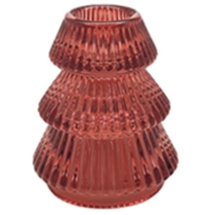 Red Glass Taper Candle Holder, 8cm 