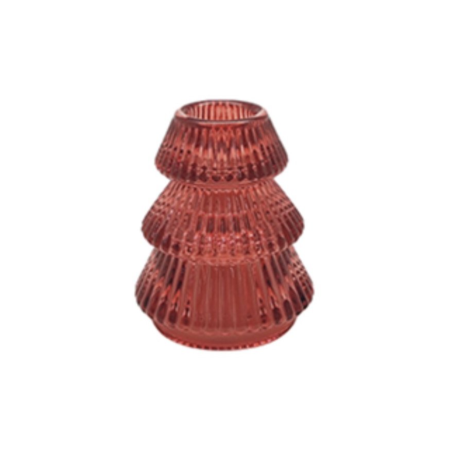 8cm Red Glass Taper Candle Stand