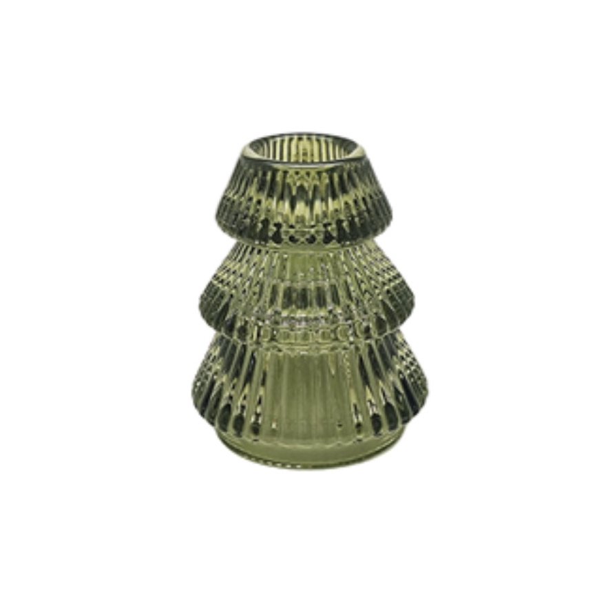 Dark Green Glass Taper Candle Holder, 8cm 