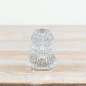 Add a refined, cosy feel to festive displays with this charming tree-shaped glass candle holder