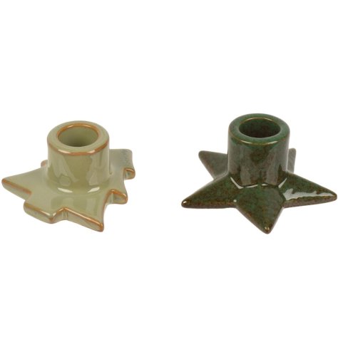 Set of two porcelain candleholders to bring a cozy, festive charm to your home décor.