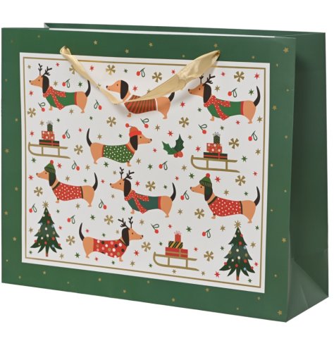 Adorable dachshund-themed gift bag perfect for any dog lover.